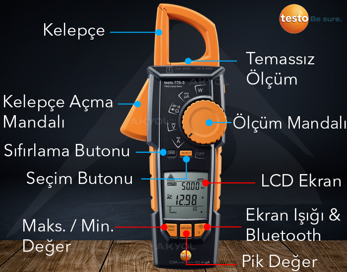 Testo 770-3 Çantalı Bluetooth'lu Pens Ampermetre Detayları